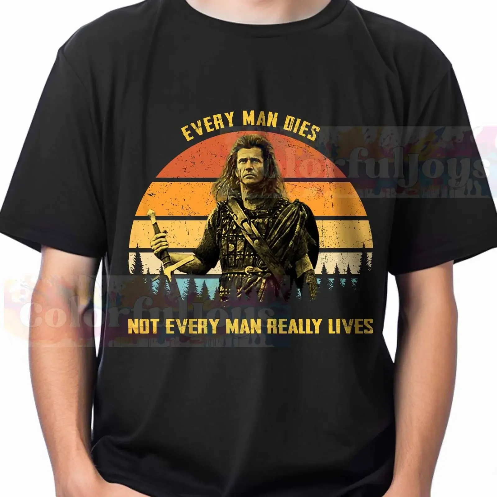 William Wallace Every man dies not really lives Sunset Vintage Retro T shirt SweaT  vintage Washed graphic Unisex Breathable