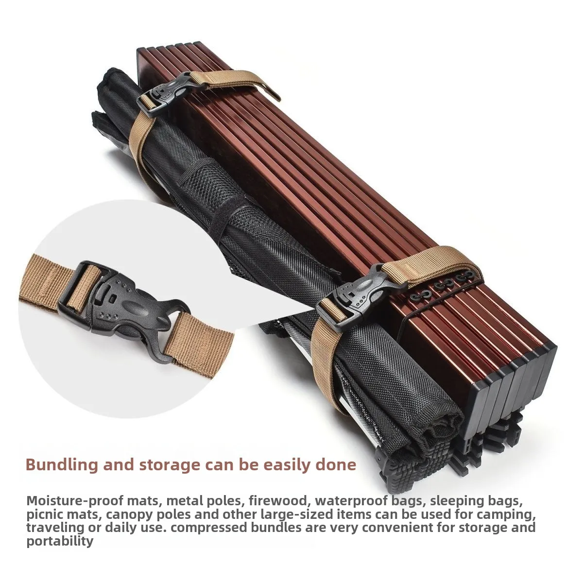 حزام أدوات للتخييم في الهواء الطلق مع إبزيم أمان مزدوج - طول قابل للتعديل، تخزين سريع، مثالي للسفر وربط العتاد #5
