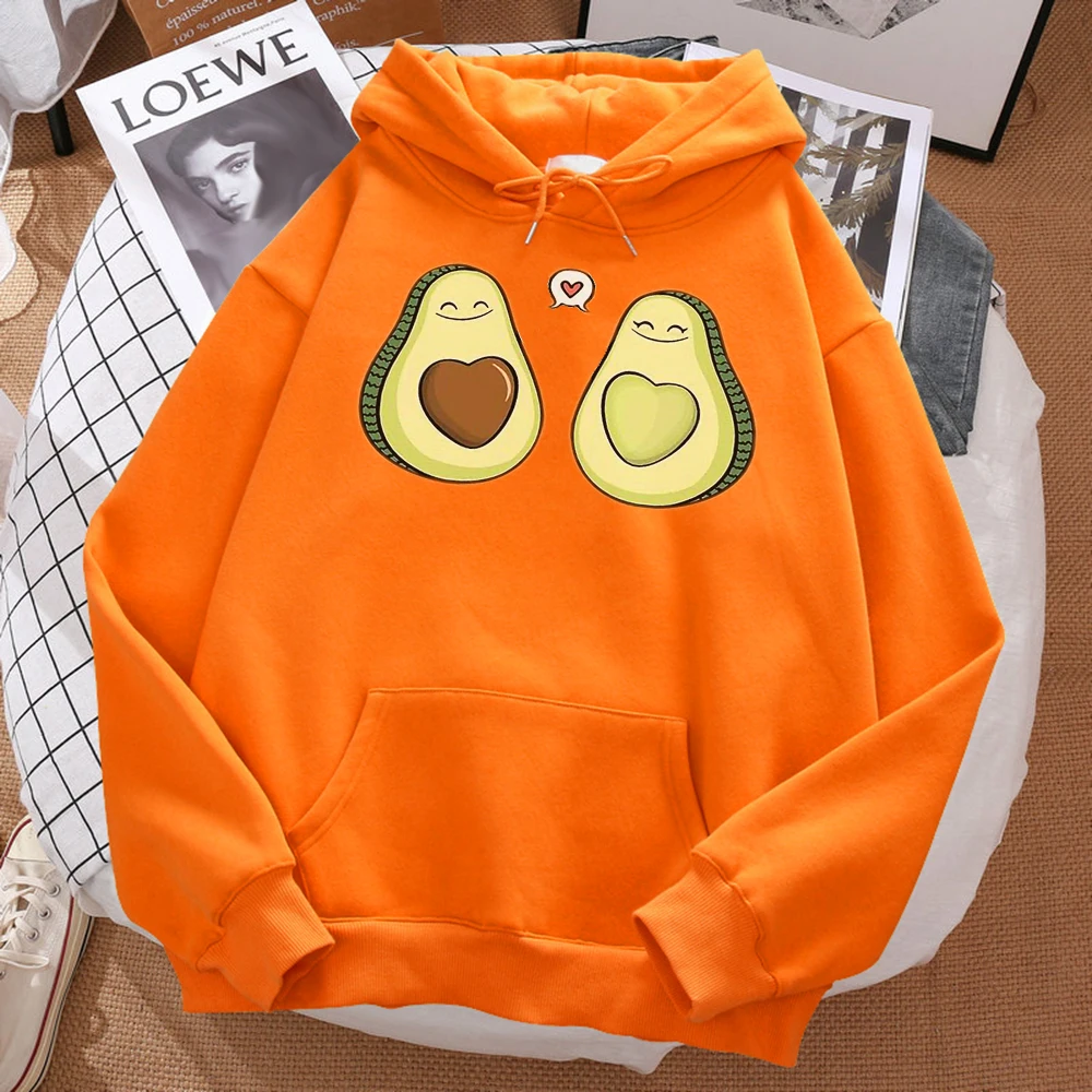 Two Avocados Fall In Love Sweatshirt Men'S Hipster High Quality Hooded Cartoons Casual Autumn Hoodies Loose Warm Unisex Tops