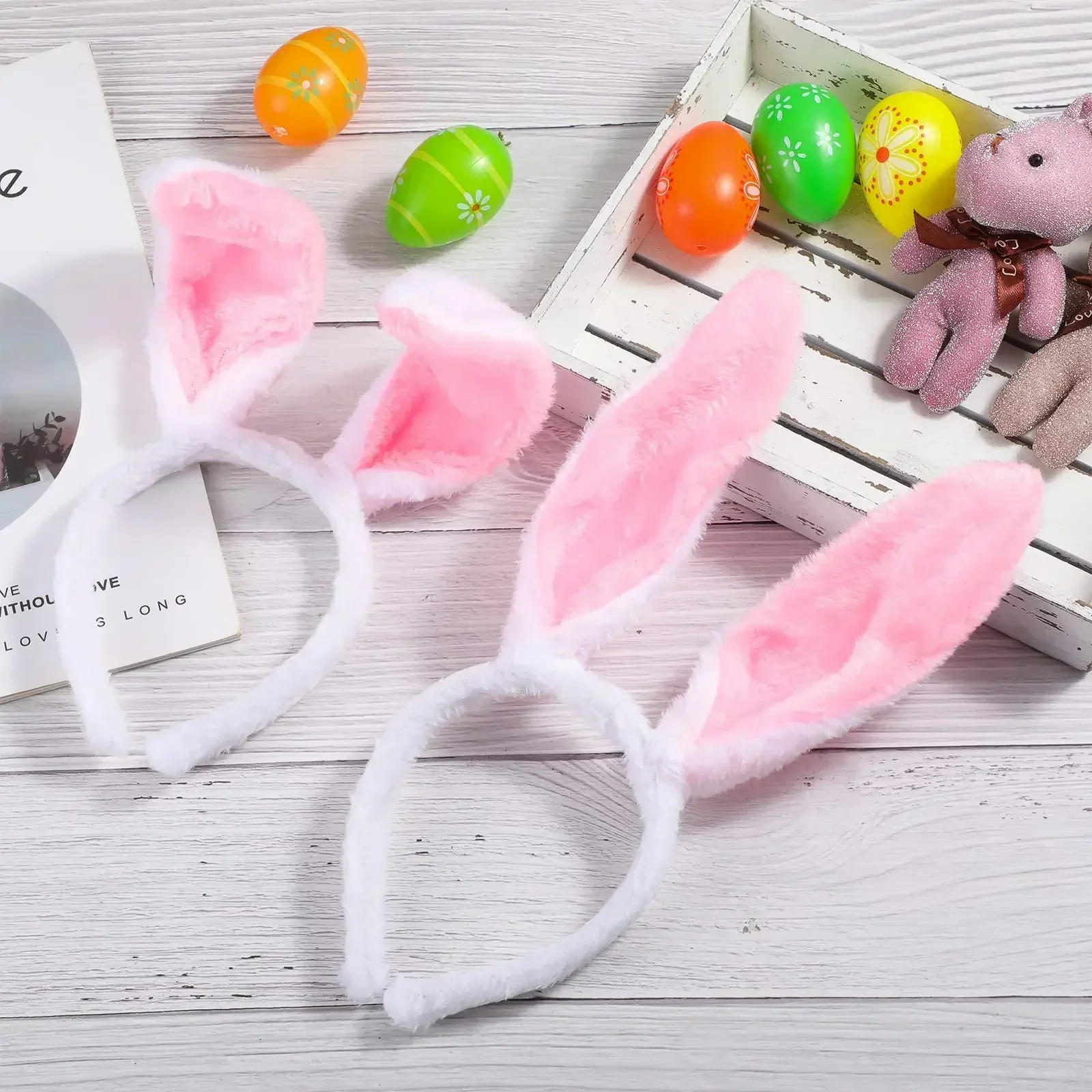 Easter Bunny Ears Headband Fluffy Plush Hair Band Costume Party Favor Accessory for Women Girls Holiday Celebration