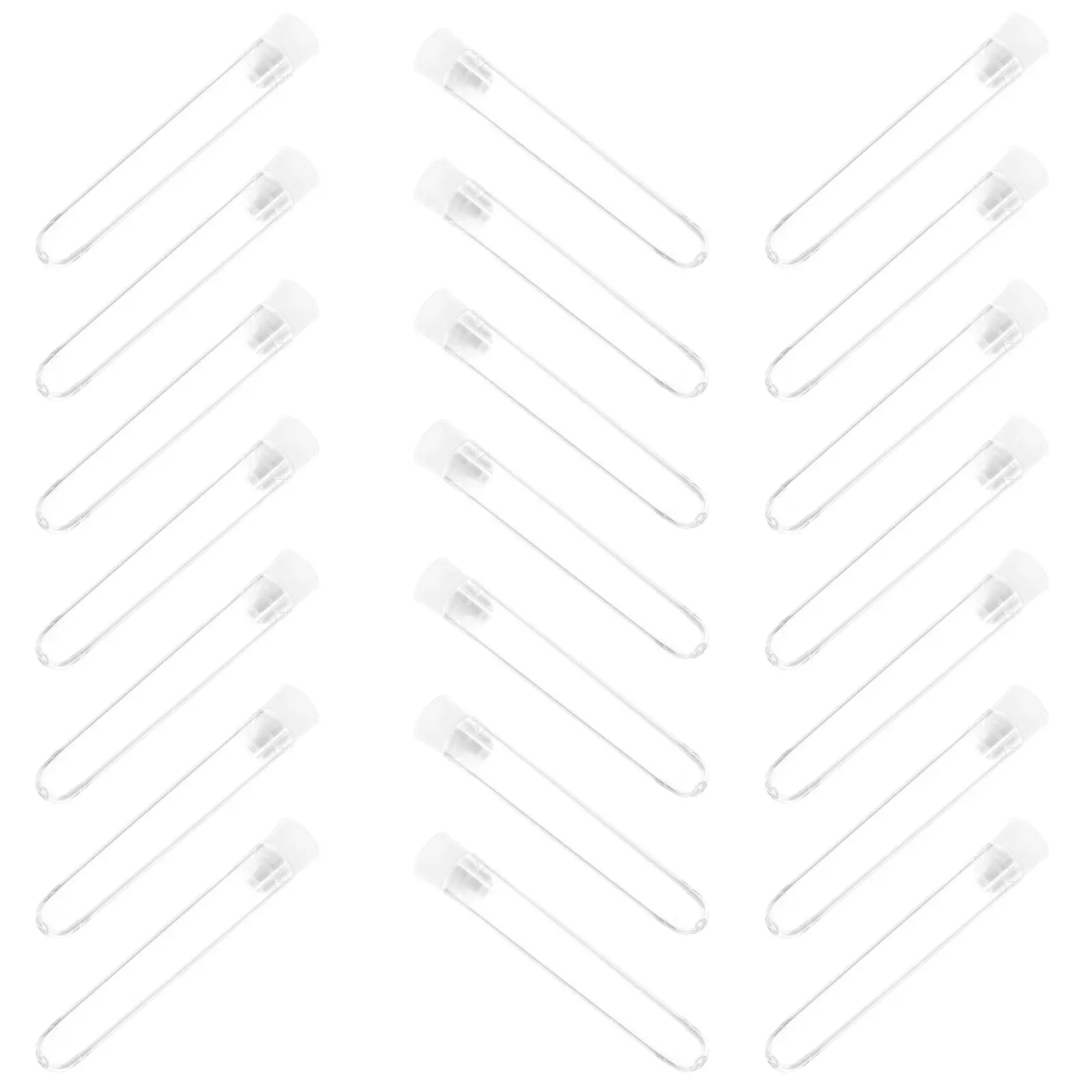 100Pcs Plastic Clear Test Tubes with Ergonomic Screw Caps for Lab Chemical Storage Candy Gifts Containers Leak Proof