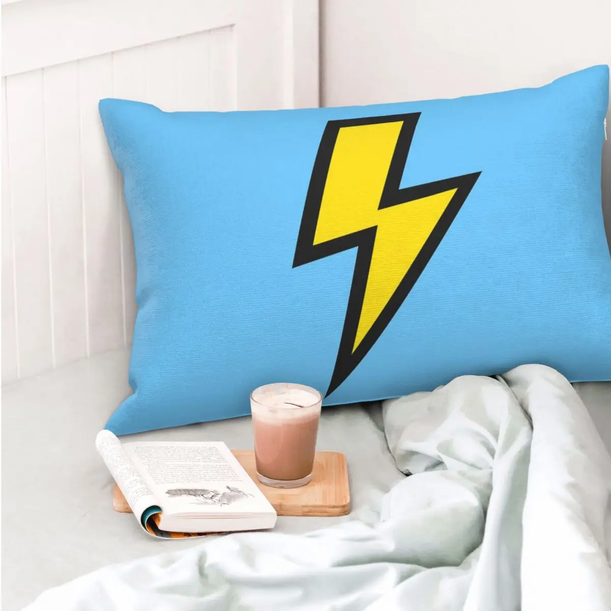Yellow Lightning Bolts With Bright Blue Rectangle Pillowcase Cushion Cover Decorative Bedroom Bed Home Comfort Throw Pillow