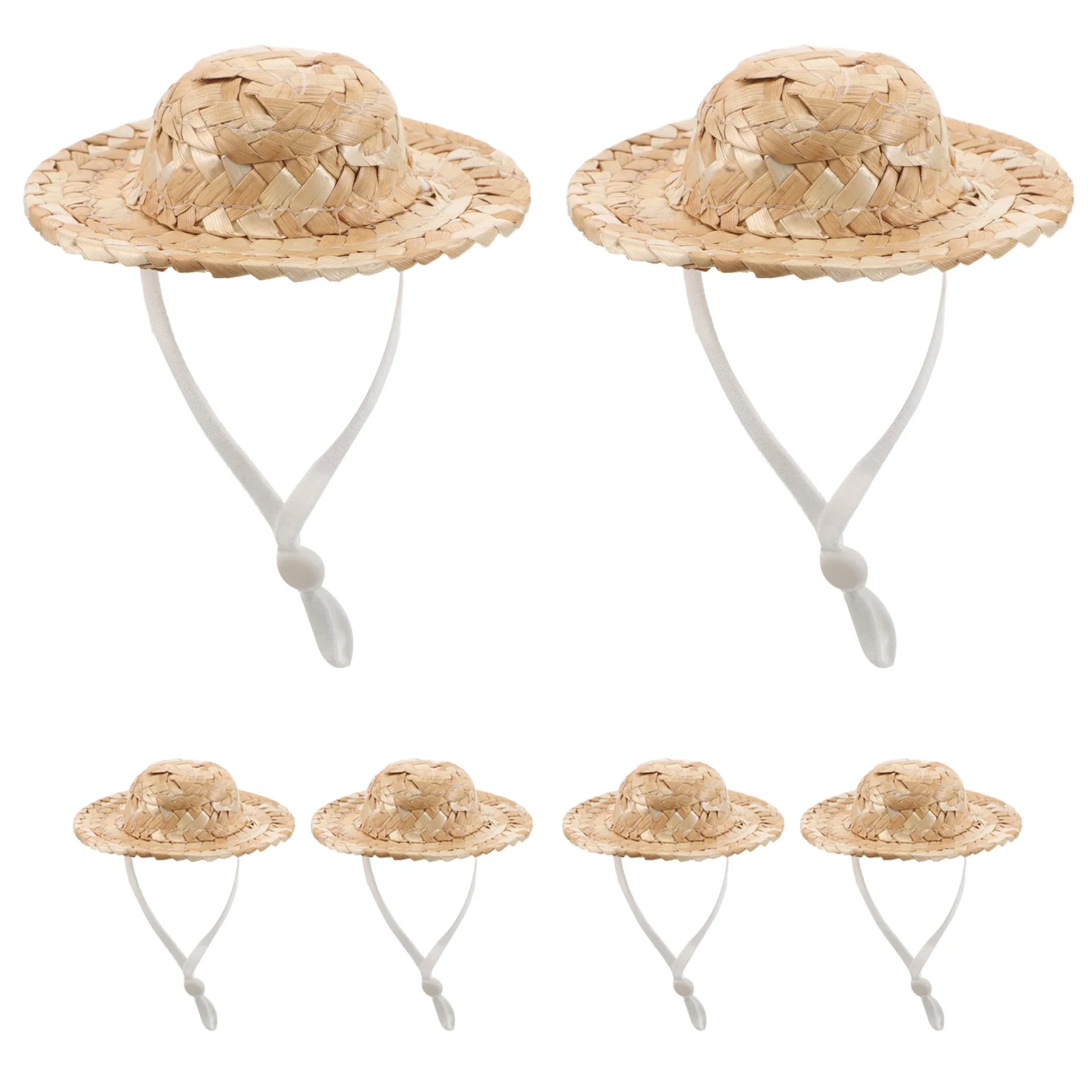 10Pcs Mini Straw Hats 8cm Handwoven Caps DIY Tiny Dollhouse Sombreros Craft Ornaments Mini Straw Hats for Crafts