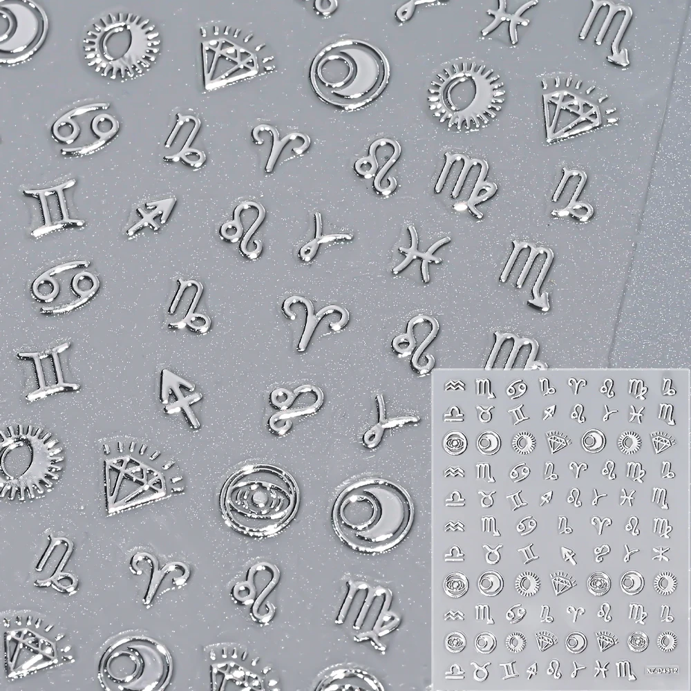 12 ورقة ثلاثية الأبعاد الفضة أمة الله/الشمس/القمر مسمار الفن ملصقات 10*8 سنتيمتر * 12 قطعة الفضة ارتفع الذهب نجمة القلب مسمار الشارات DIY بها بنفسك مانيكير ديكور #5