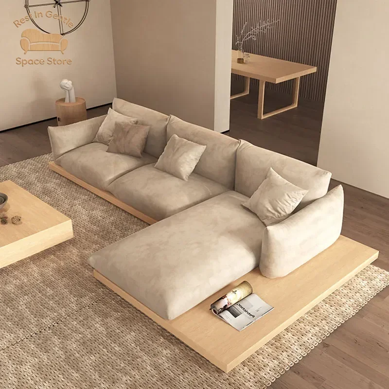 Japandi Modern Sofa Puffs Lazy Curved Design Floor Couch Lounge Sectional 3 Seater Sofa Modular Muebles Hogar Home Furniture