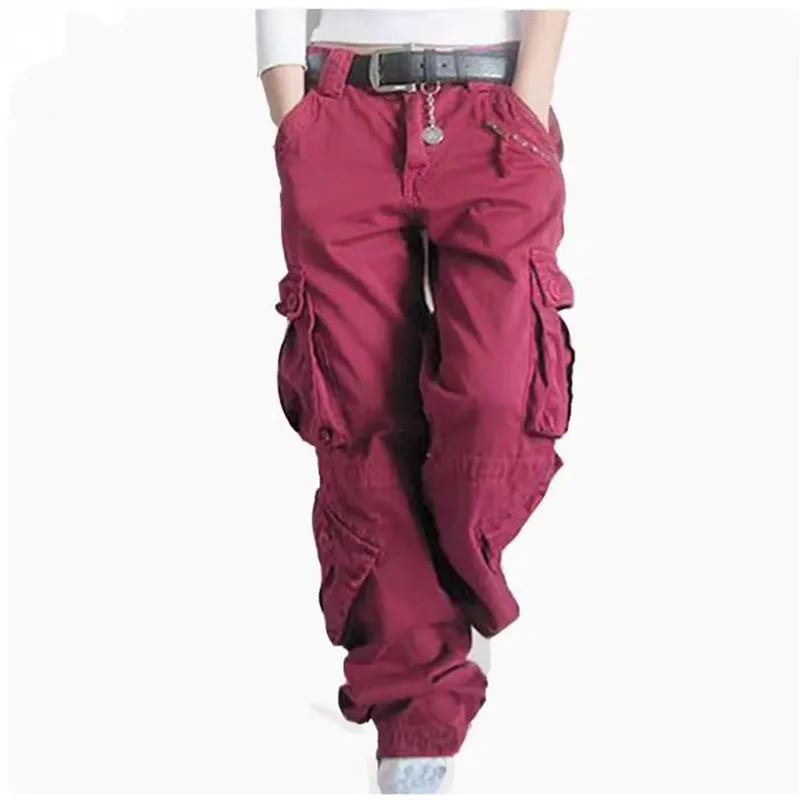 السراويل البضائع الحمراء النساء الهيب هوب جيب القطن حجم كبير XXXXXXL بنطلون فضفاض فضفاض سراويل تقليدية موضة ركض قيعان