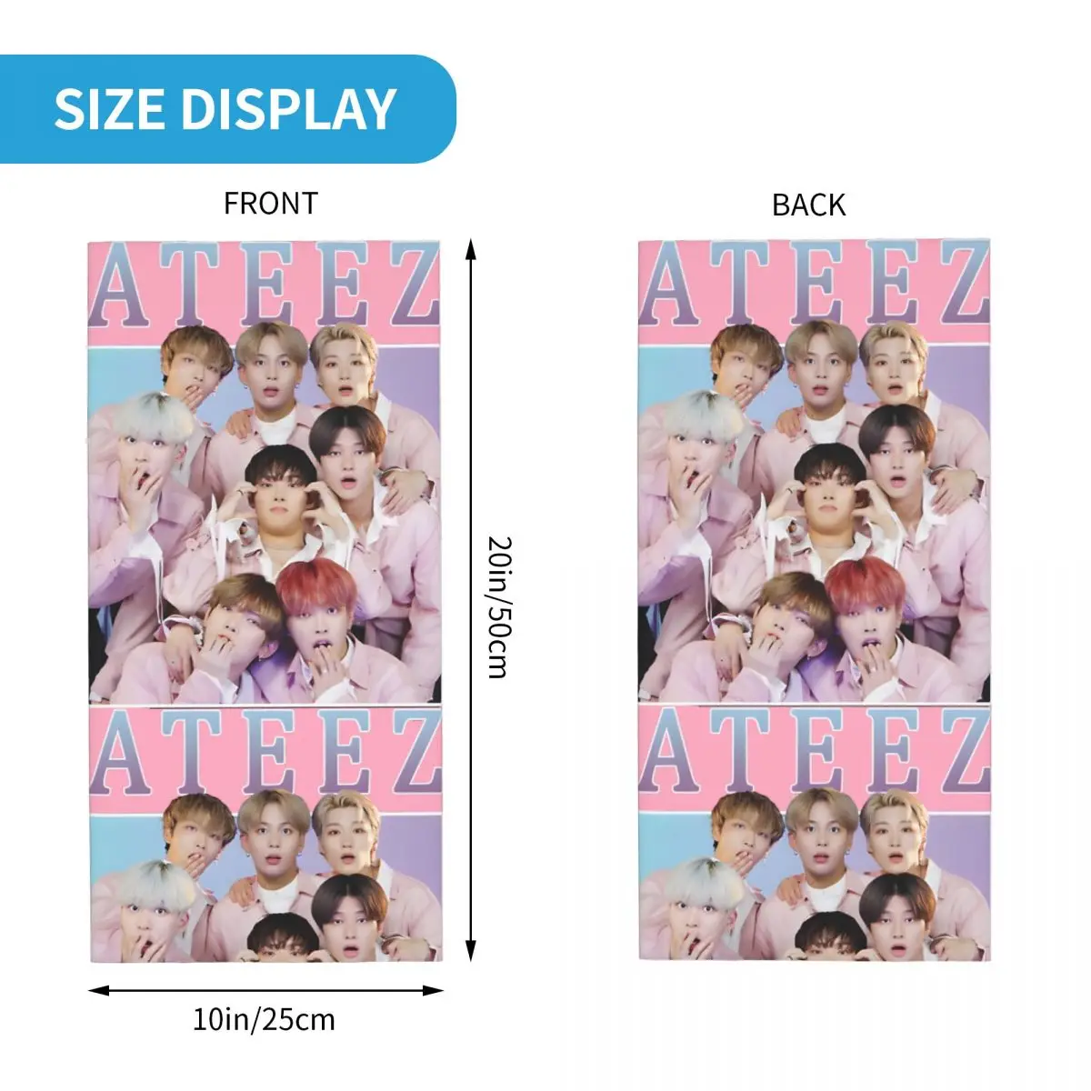 ATEEZ Cute Vintage Kpop Band Style 90S ATEEZ Bandana Neck Gaiter Printed Motocross Wrap Scarf Multifunctional Cycling All Season