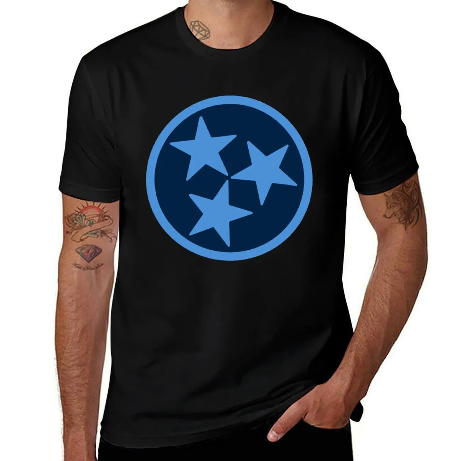 Two-Tone Blue Tri-Star (#1) T-Shirt Holiday Outdoor T-Shirt