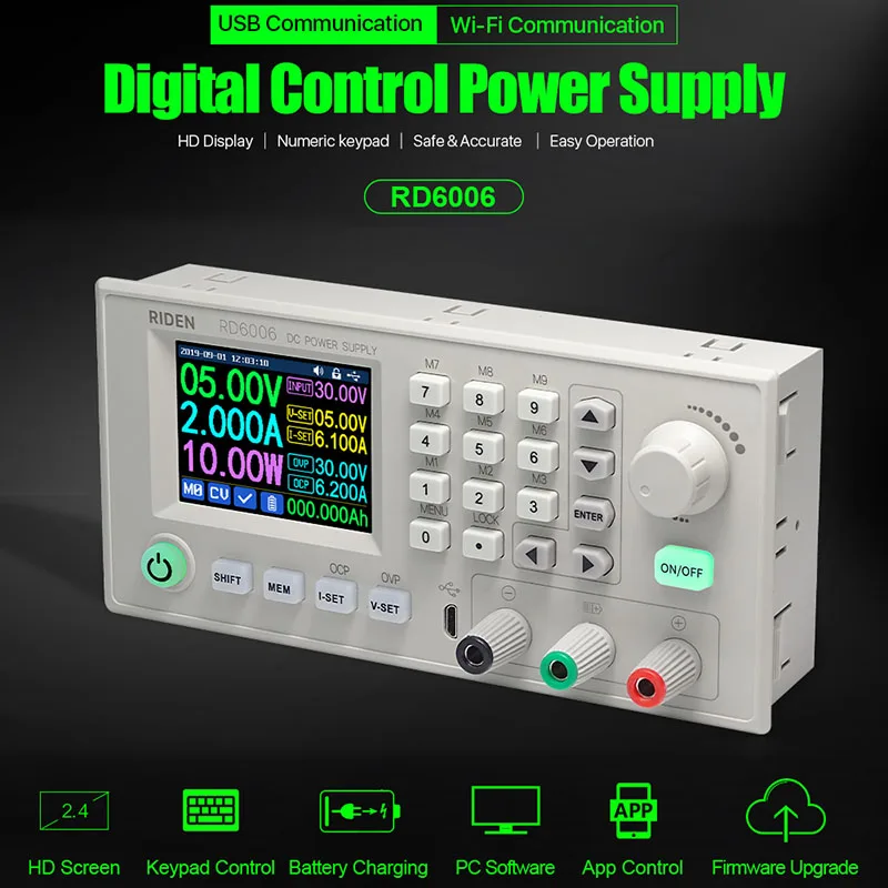 RD6006 RD6006W USB DC-DC tensione corrente Step-down modulo di alimentazione Buck convertitore di tensione voltmetro 60V 5A alimentatore