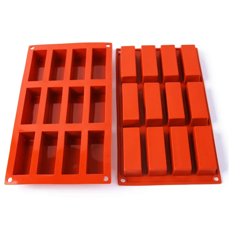 12holes Rectangle Shapes Silicone Mold Fondant Chocolate Mold Soap Mould Biscuit Cookie Baking Pan Kitchen Bakeware Accessories