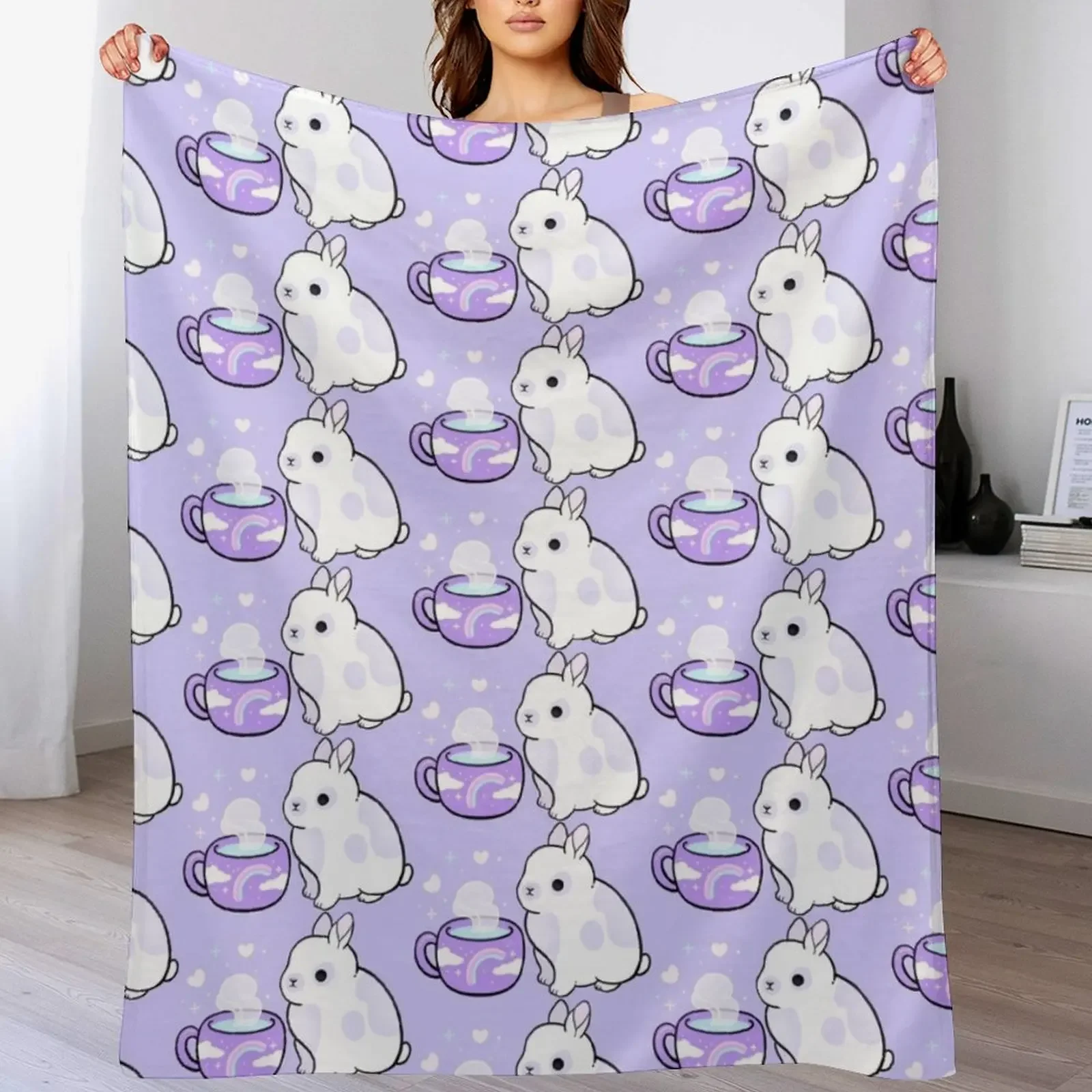

Happy Tea Bun | Nikury Throw Blanket Decorative Sofas cosplay anime Softest Personalized Gift Blankets