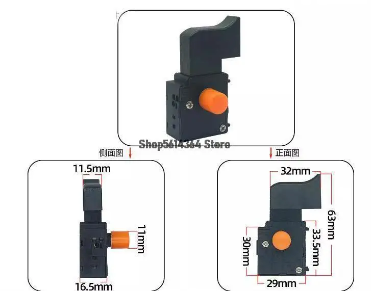 Plastic SPST Lock on Circular Saw Trigger Switch 0816 polishing machine switch
