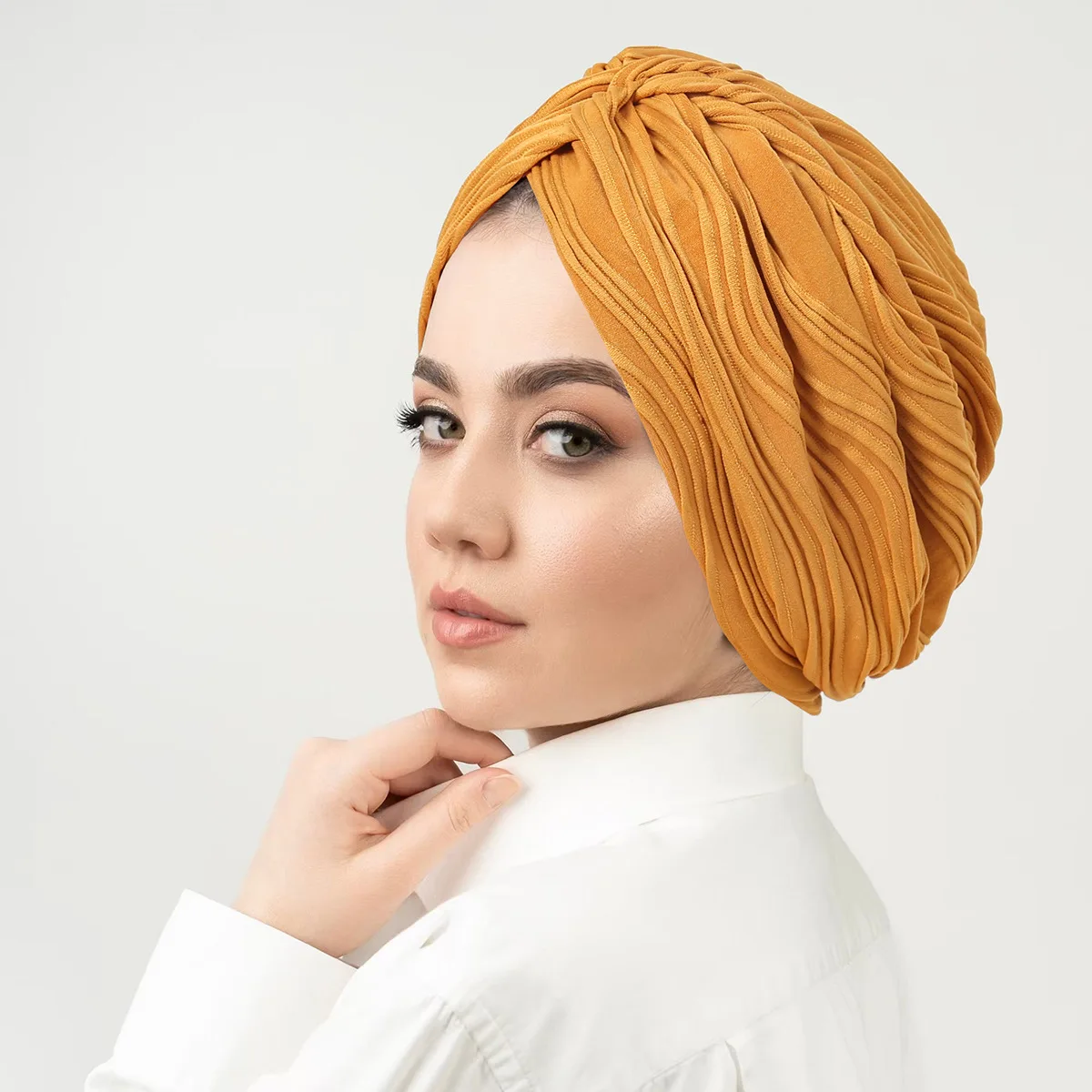 Stretchy Knot Twist Turban Bandanas Women Headscarf Bonnet Muslim Hijab Indian Hats Female Chemo Cap Adult Solid Color Head Wrap