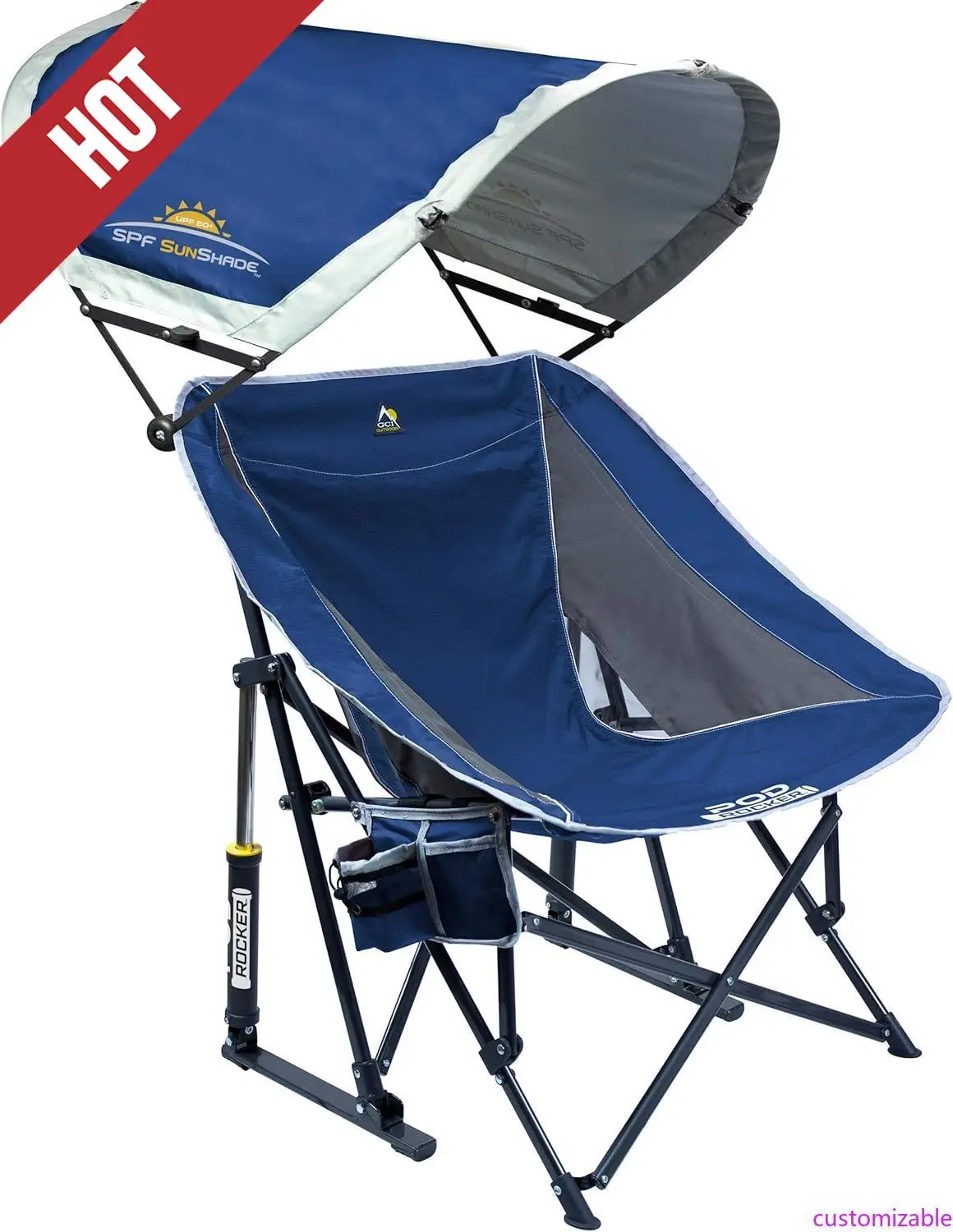 

Customizable-Pod Rocker Outdoor Rocking Chair With SunShade Canopy