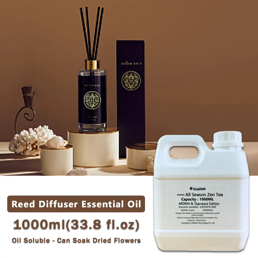 ESAEON 1000ml(33.8 fl.oz) All Season Zen Tea Essential Oils - For Reed Diffuser & Fireless Aromatherapy, Aroma Reed Diffuser Oil