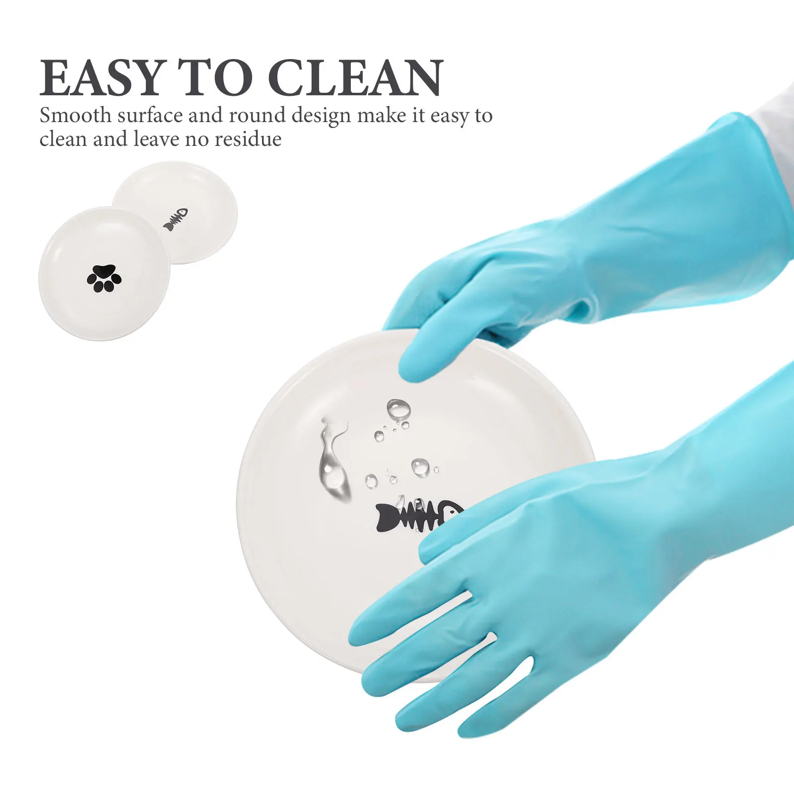 

2Pcs Ceramic Cat Bowl Nordic Style Shallow Design Large Capacity Anti Skid Round Pet Food Storage Dish Cat Bowl