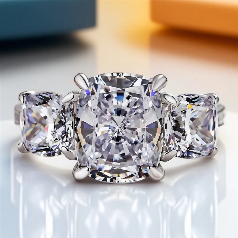 Luxury Female White Zircon Stone Silver Color Wedding Jewelry Promise Love Engagement Rings For Women