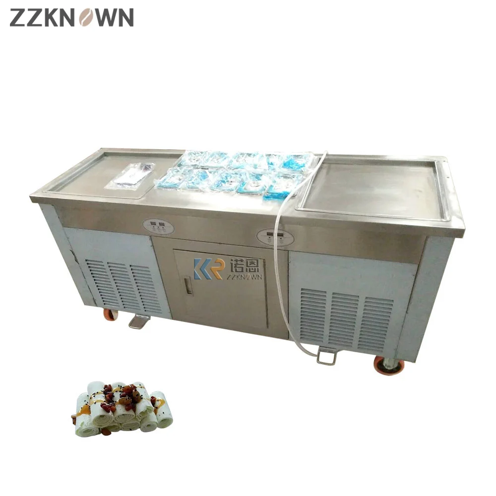 

Double Square Pans Fry Rolled Ice Cream Maker Electric Fried Yogurt Ice Cream Machine Fried Roll Ice Machine For Restaurant