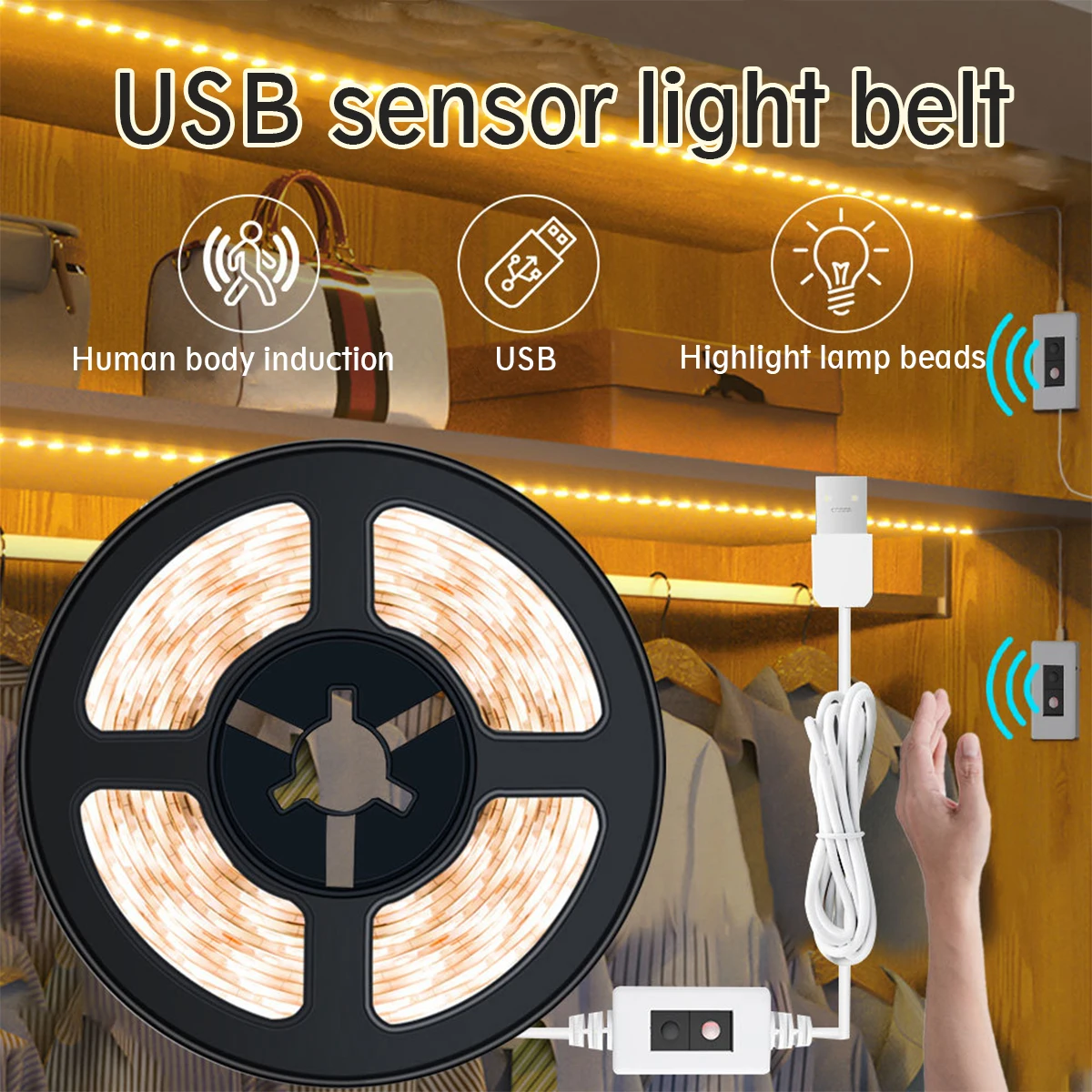 Sensor Light DC 5V Lamp USB Motion LED Backlight TV Kitchen LED Strip Hand Sweep Waving ON OFF for Diode Lights