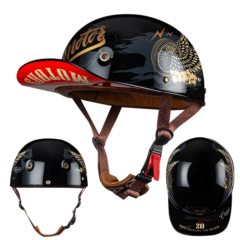 Retro zomer motorfiets halve helm ademend vintage open gezicht ontwerp lichtgewicht pet voor cruiser scooterrivers