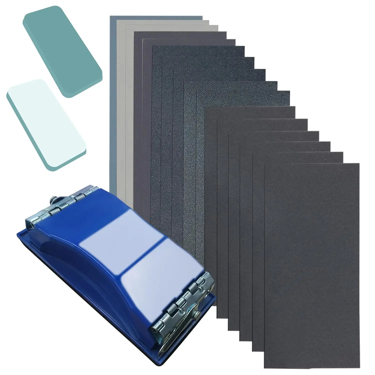 

48 Sheet Sandpaper Assortment 80-3000 Grit with Sanding Block and Sponges for Wood Metal Automotive Finishing