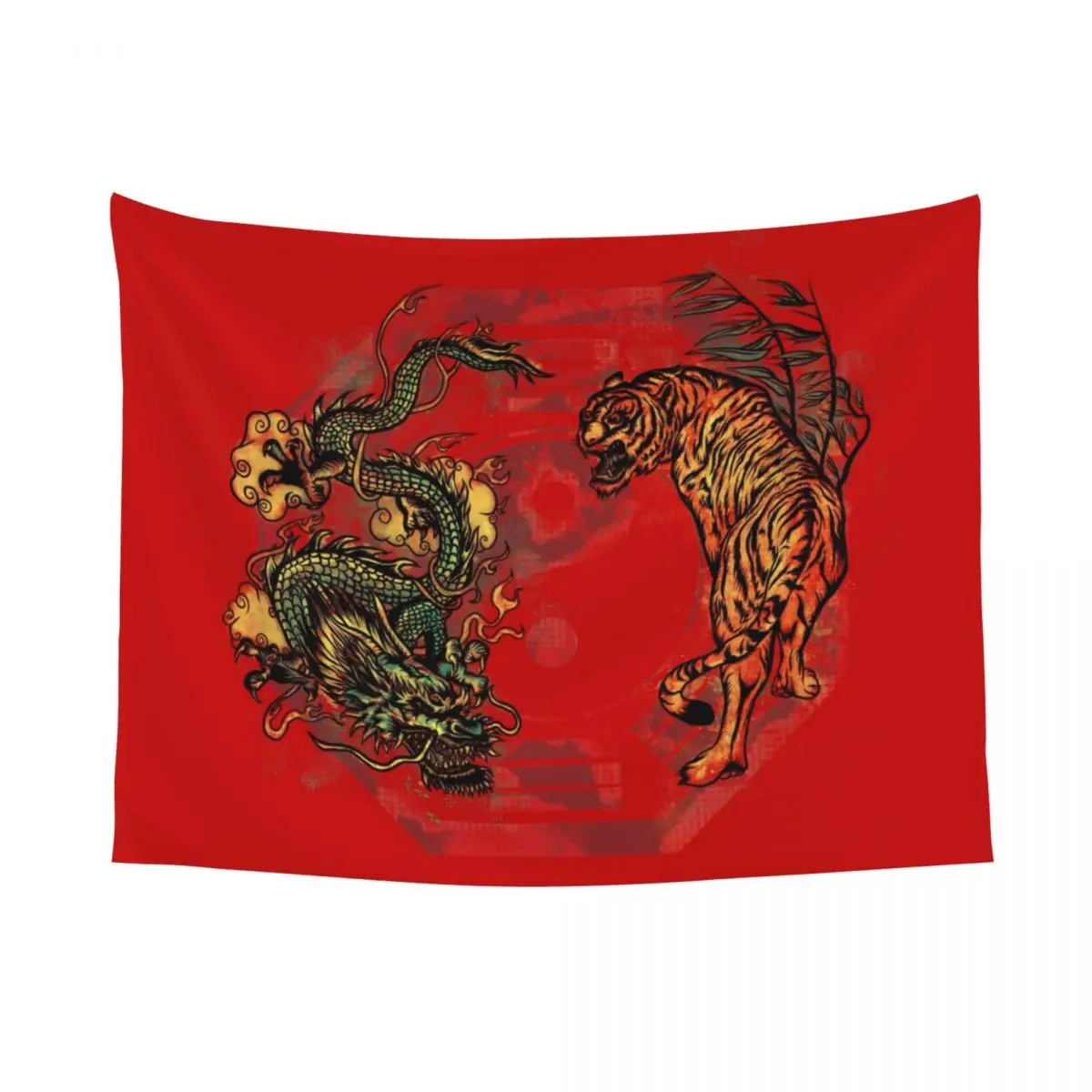 Dragon Tiger Crest Tapestries for Bedroom Dorm Yin Yang Chinese Martial Arts Hippie Wall Hanging Tapestry Home Decor