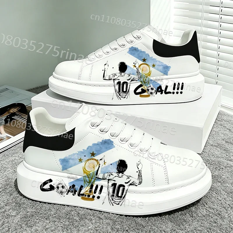 

World Football Matches 10 GOAT Argentina Adult Couple Shoes Man Woman Black White Shoes Durable Breathable Walking Shoes Gift
