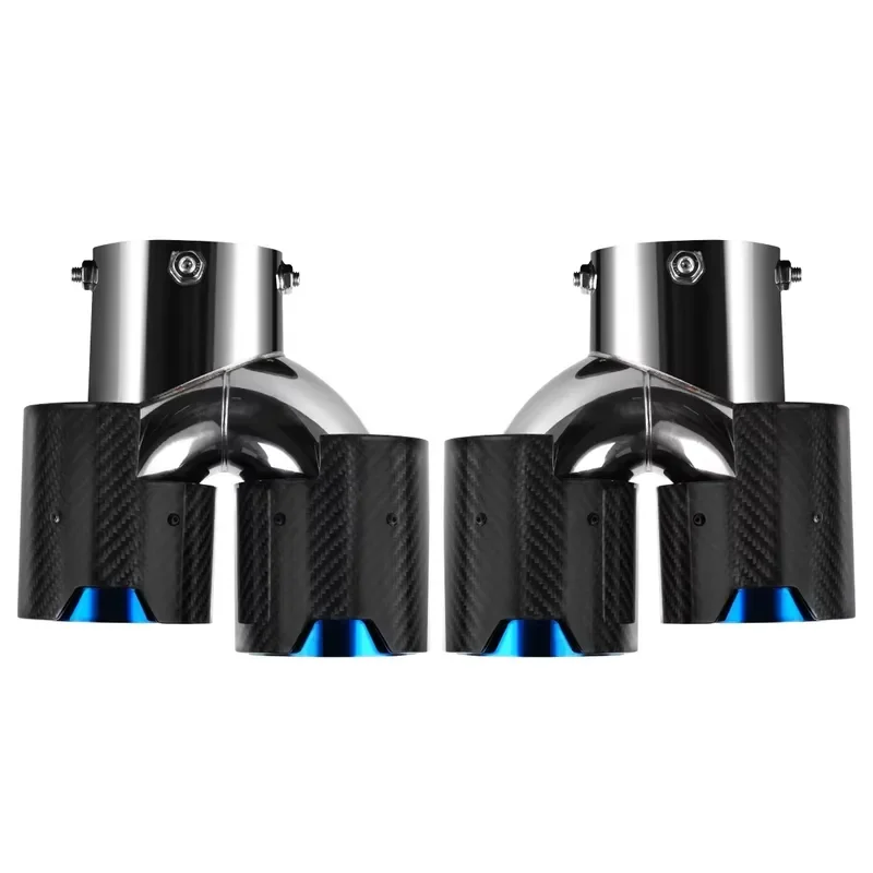 High Performance M Carbon Fiber Blue Burnt Tips Universal Car Exhaust Tips Muffler Tip Tail Pipe for M2 M3 M4 M5 M340i