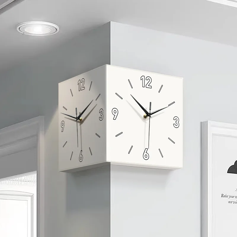 Butterfly double-sided corner wall clock, household living room wall corner luminous light without punching