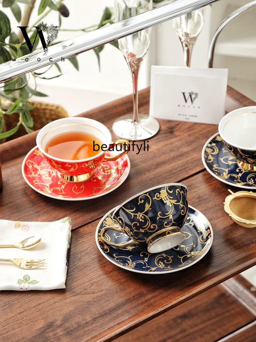 4 Coffee cup and saucer set Light luxury wedding gift Business birthday housewarming Teachers' Day Mid-Autumn Festival