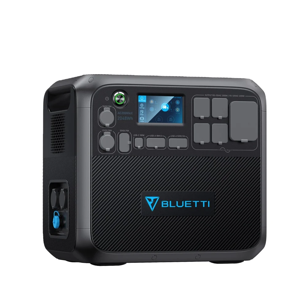 Bluetti Ac200Max Charged By Portable Solar Power Panels Solar Power System For Camping Electric Power Station