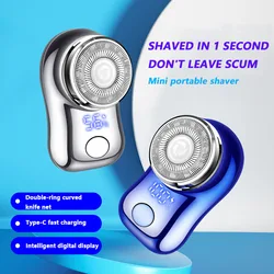 Mini barbeador elétrico para homens, faca de barba portátil, TYPE-C barbeadores de carregamento, Face Body Razor com Display Digital Power