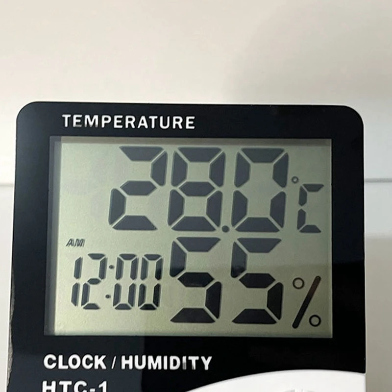 Digital LCD Indoor Outdoor Room Electronic Temperature Humidity Meter Weather Station Alarm Clock 4 Key Model Easy Install