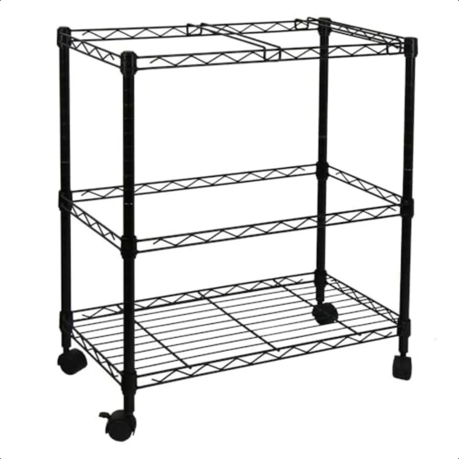 

Portable 2Tier Metal Rolling File Cart Black