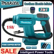 

Компрессор Makita с цифровым дисплеем, беспроводной портативный насос для накачивания шин, работающий от аккумулятора 18V.