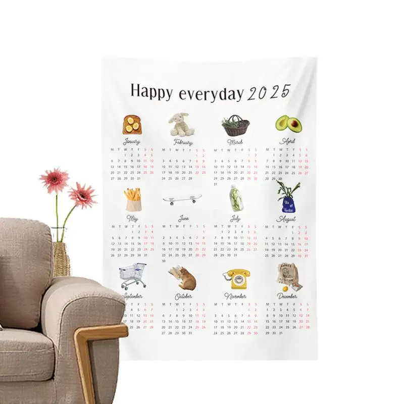 2025 Towel Wall Calendar Monthly Tapestry Towel 2025 Wall Calendar Novelty Year Calendar Popular Wall Art Wife Grandmother Tea