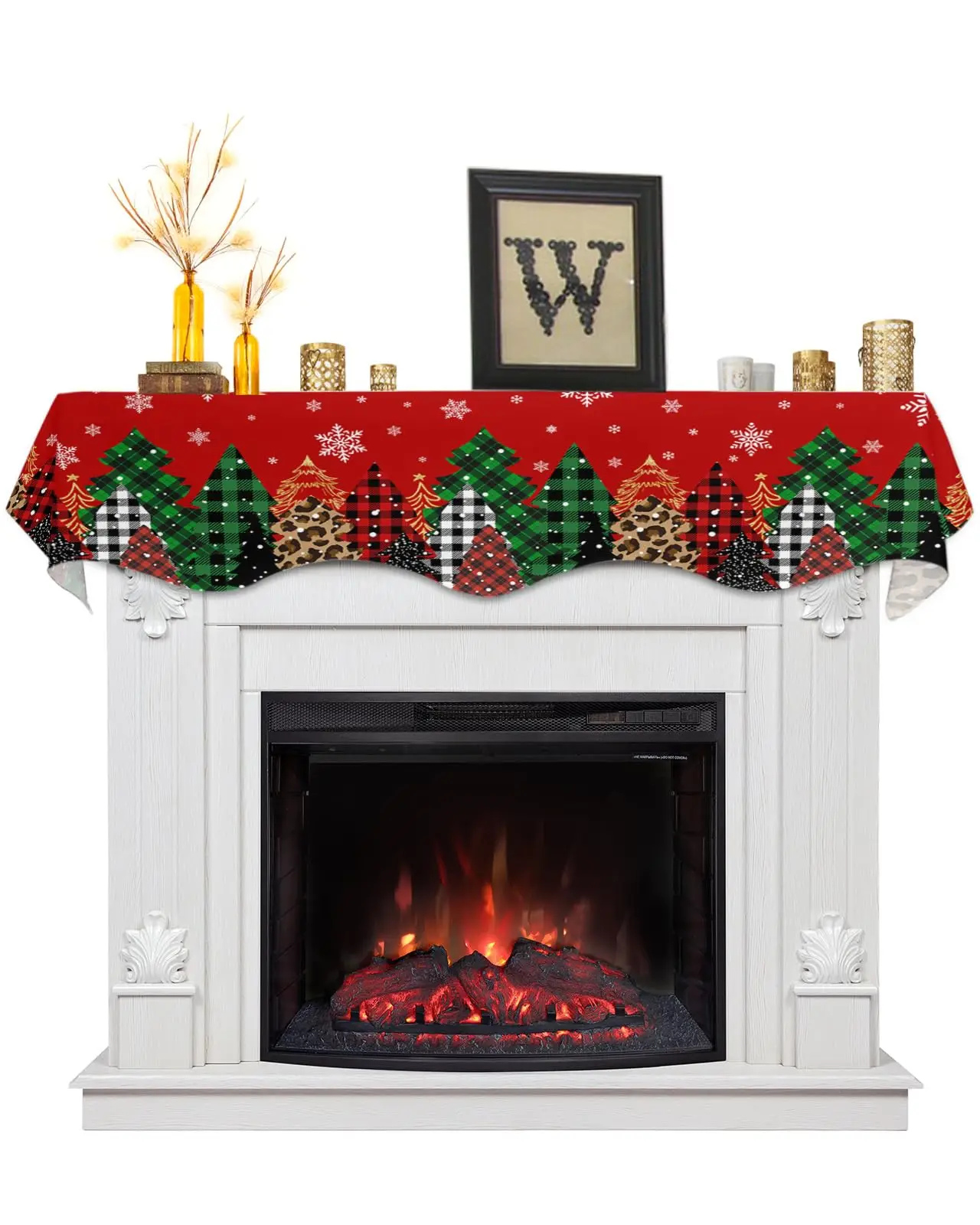 1 pcs Holiday Fireplace Scarf - Pixel Christmas Tree Theme, perfect holiday decoration, perfect for your home living room