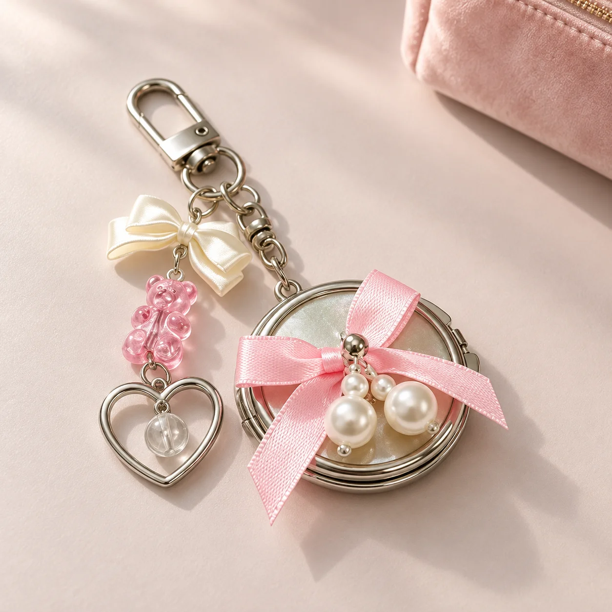 Heart Makeup Mirror Flip Open Metal Compact Mirror Double Sided Makeup Mirror Fresh For Zipper Pulls Everyday Grooming Commuting