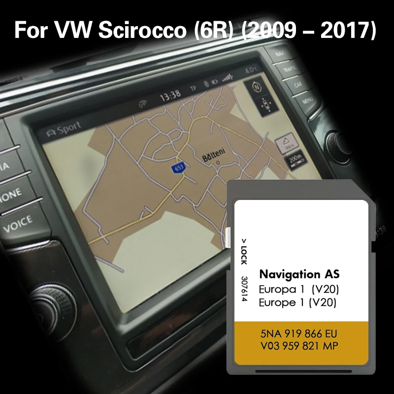 Para VW Scirocco 6R 2009 2017 AS V18 Sat Nav, mapa más nuevo, GPS, tarjeta SD de 32GB