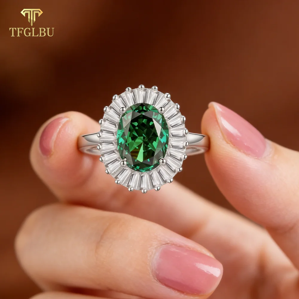 

TFGLBU Zircon Ring GRA with Certificate Original s925 Sterling Silver Rings for Women Wedding Gift Anniversary Christmas Jewelry