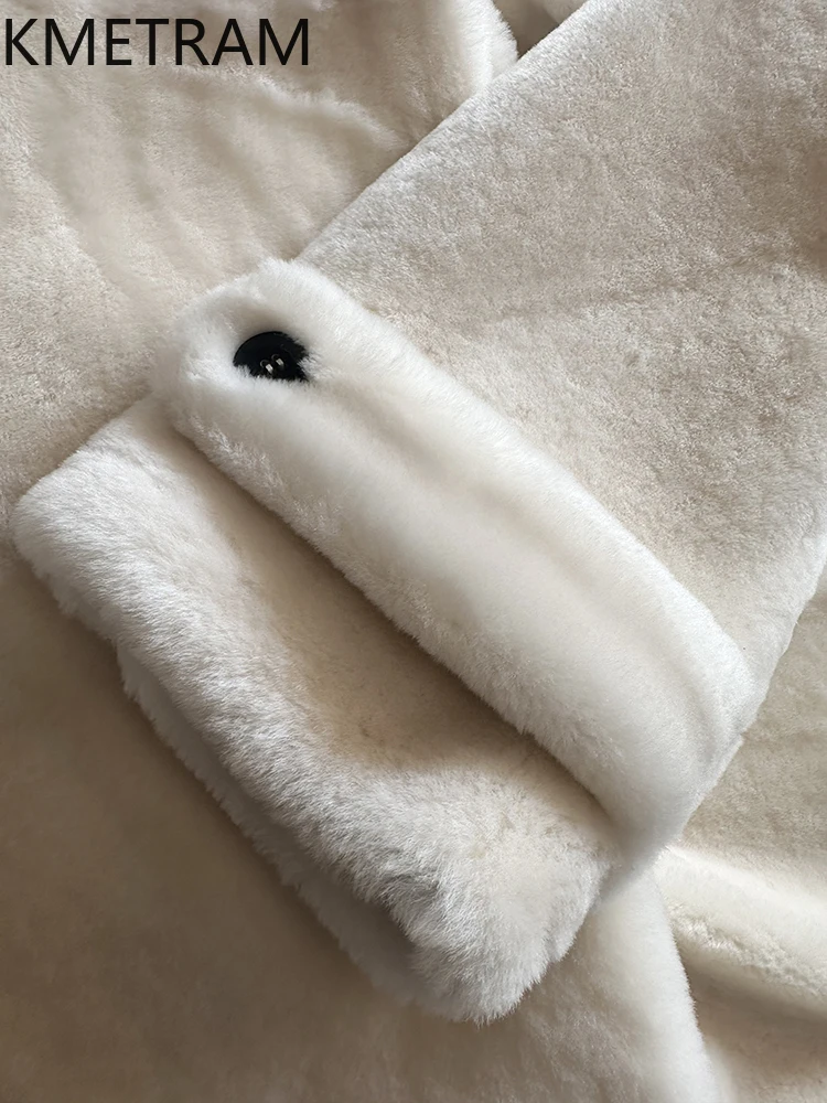 سترة من صوف ميرينو الطبيعي لعام 100% من جلد الغنم مزدوجة الوجه معطف نسائي طويل من الفرو الحقيقي ملابس شتوية للنساء 2025 حذاء نسائي