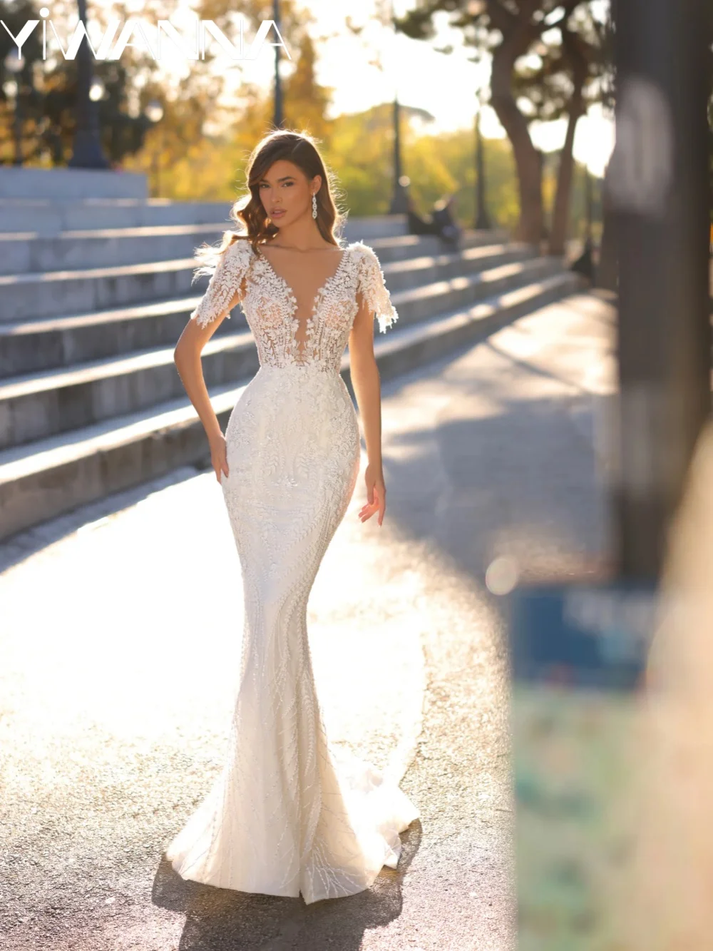 

Элегантное свадебное платье с открытыми плечами, блестящие блестки и бусы, свадебное платье, роскошное бальное платье, длинный халат невесты, Vestido De Novia