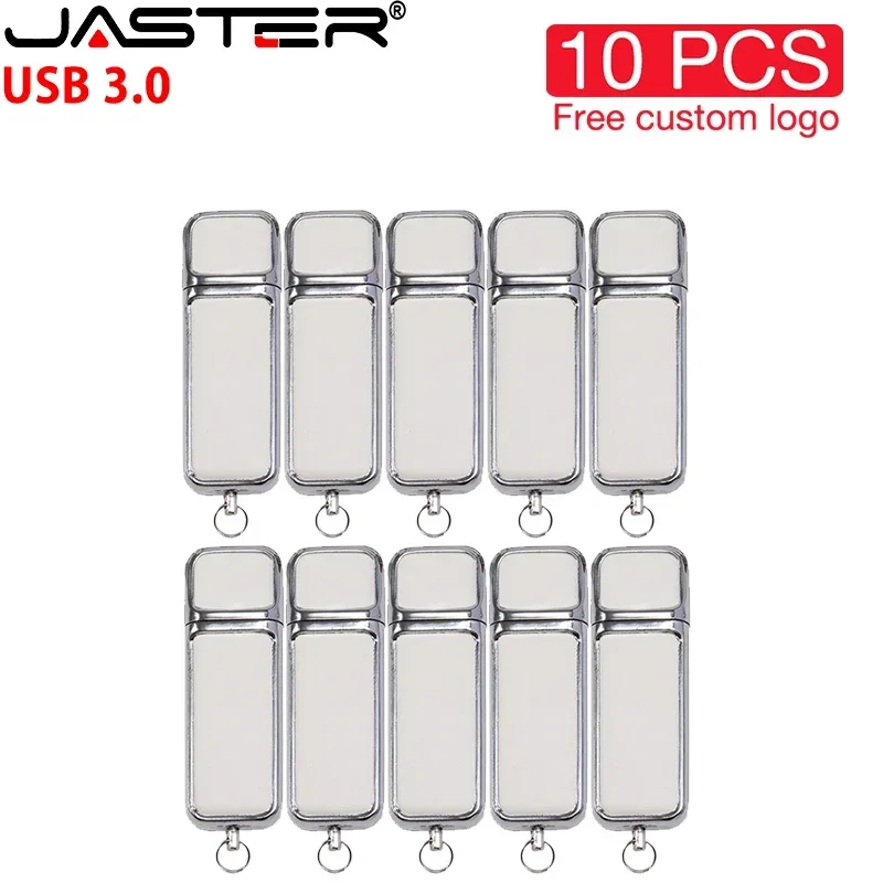 10 PCS LOT USB Flash Drive 128GB Free Custom Logo Pendrive 64GB Leather Memory Stick White Box Pendrive 32GB Color Print