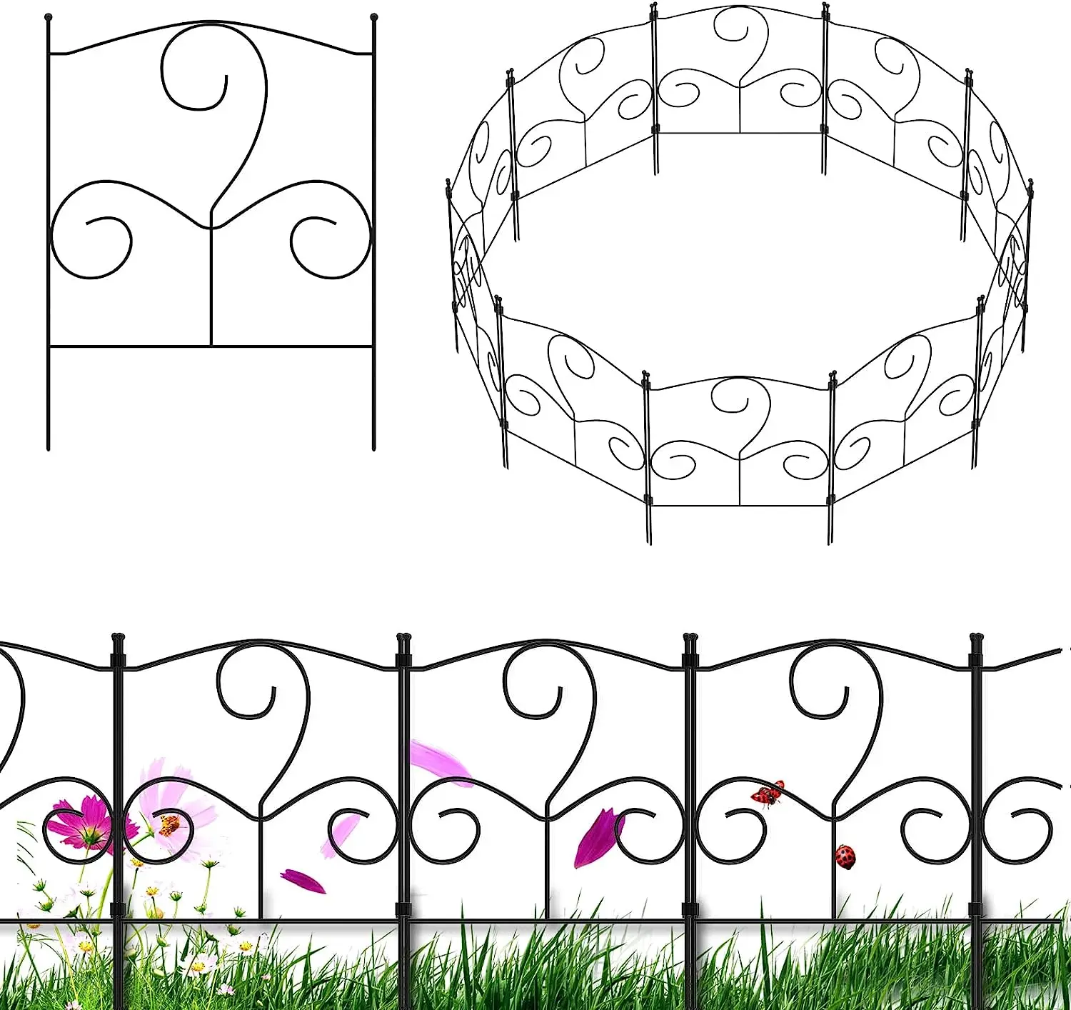 10Pack Decorative Garden Fence 10ft Rustproof for Flower Bed Yard Animal Barrier