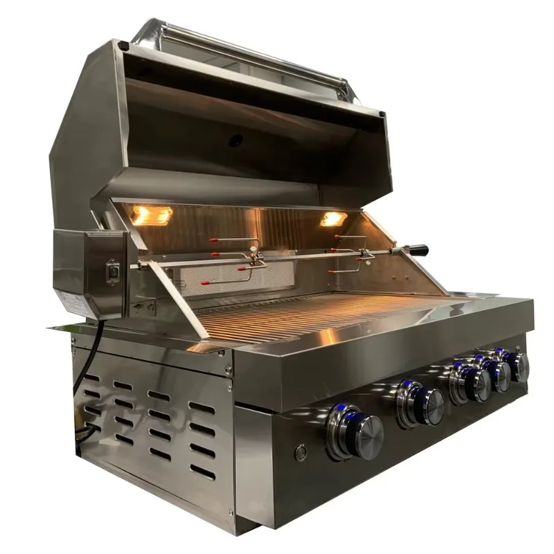Gas Rotary Barbecue Stove Stainless Steel Courtyard Charcoal Dual Use