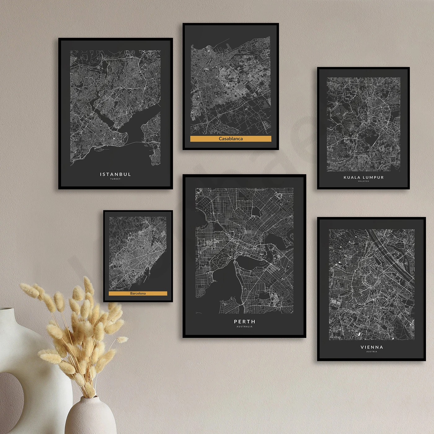 بروكلاو باريس بيرث برشلونة فيينا زيوريخ وارسو جنيف سياتل كوالالمبور الدار البيضاء اسطنبول. ملصق خريطة المدينة #3