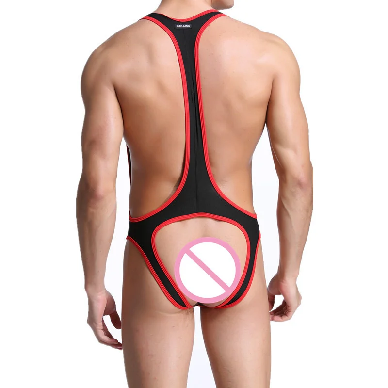 Sexy Mens Undershirts Stretch Leotard Jockstrap Bodysuits Teddy Lingerie Jumpsuits Wrestling Singlets Gay Open Butt Underwear