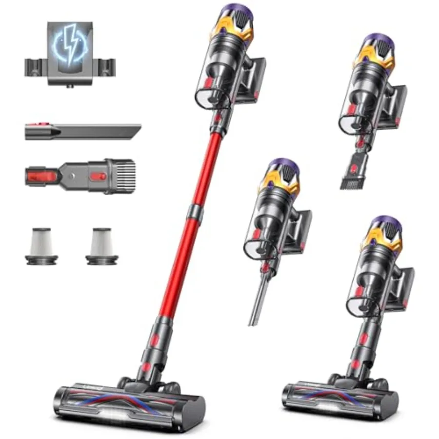 

Cordless Vacuum Cleaner, Upgraded 55KPA 650W 70Mins Stick Vacuum with Hurricane Mode, Self-Standing, Touch Screen, 1.8L Dust Cu