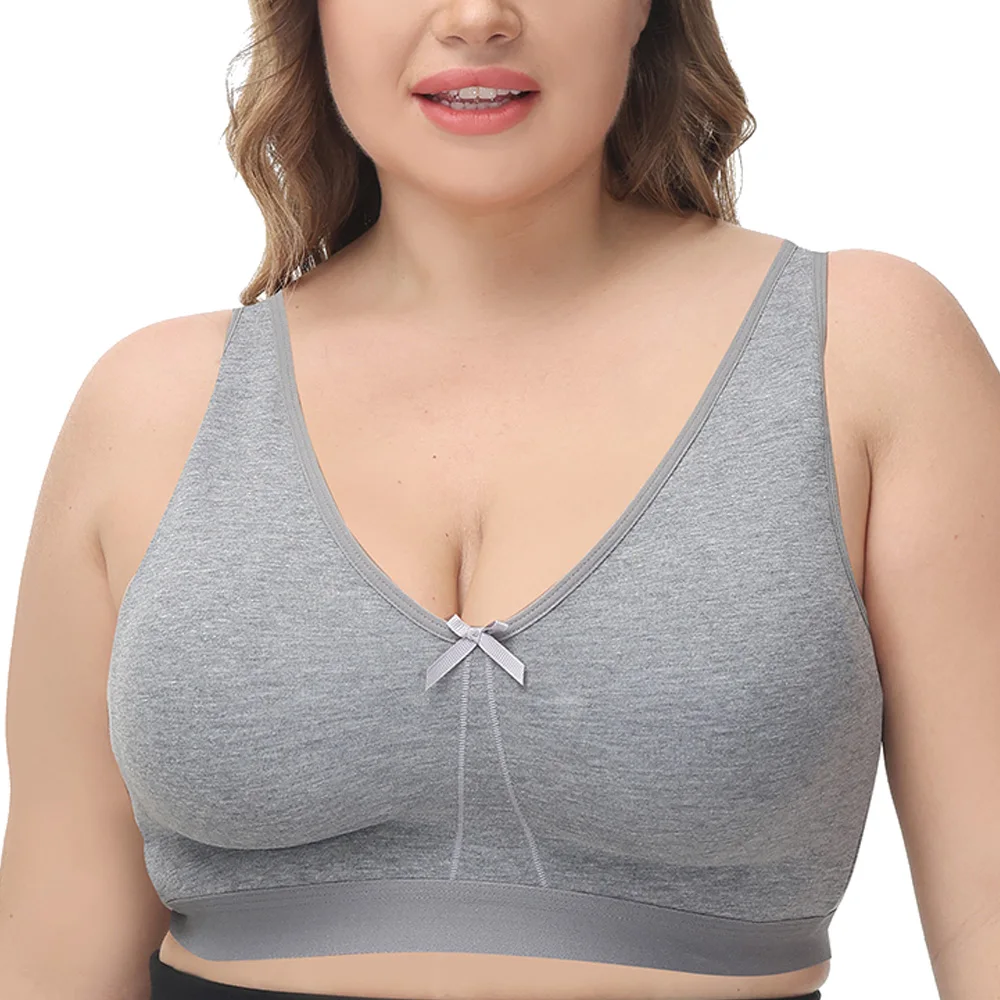 New Plus Size Bras For Womens Adjusted-straps Underwear Cotton Wireless Full Cup Ultra-thin Woman Underwear B C D E F G H I