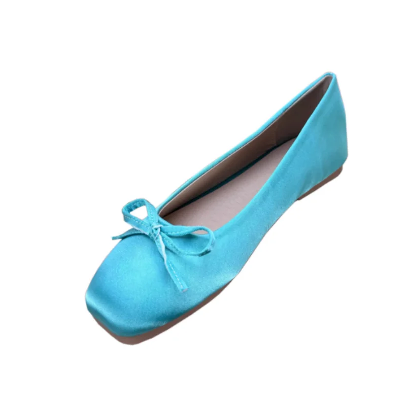 

Женские туфли для теста больших размеров 48, 47, 33, широкие туфли без шнуровки с квадратным носком и шелковыми пятнами, розоватовая обувь цвета шампанского, ручная работа